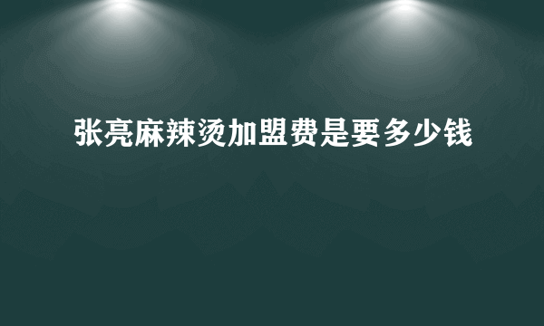 张亮麻辣烫加盟费是要多少钱