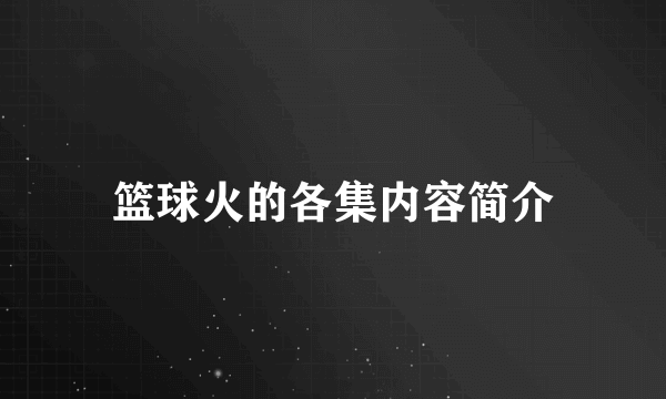 篮球火的各集内容简介