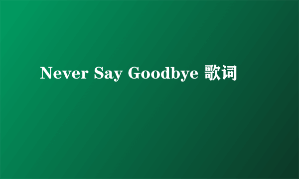 Never Say Goodbye 歌词