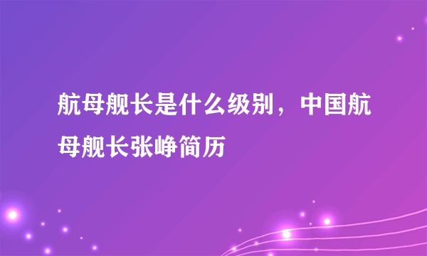 航母舰长是什么级别，中国航母舰长张峥简历