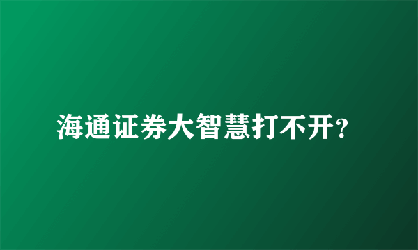 海通证券大智慧打不开？