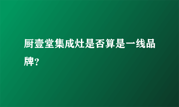 厨壹堂集成灶是否算是一线品牌？