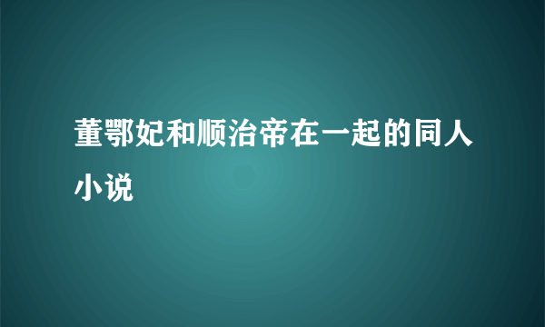 董鄂妃和顺治帝在一起的同人小说