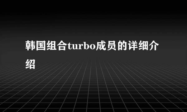 韩国组合turbo成员的详细介绍