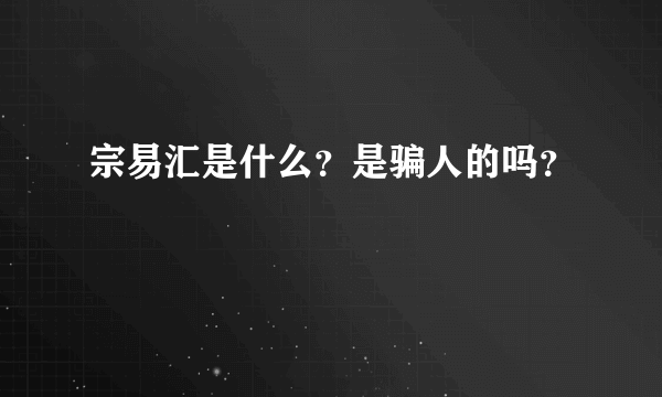 宗易汇是什么？是骗人的吗？