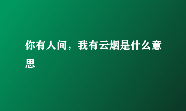 你有人间，我有云烟是什么意思