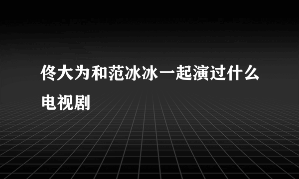 佟大为和范冰冰一起演过什么电视剧