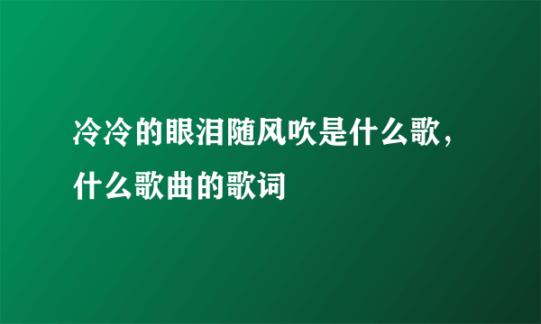 冷冷的眼泪随风吹是什么歌，什么歌曲的歌词