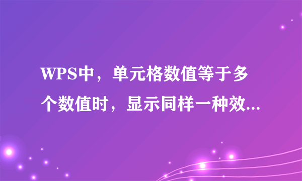 WPS中，单元格数值等于多个数值时，显示同样一种效果，怎么写