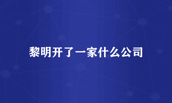 黎明开了一家什么公司