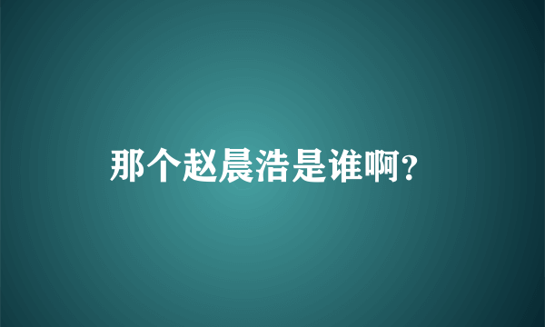 那个赵晨浩是谁啊？