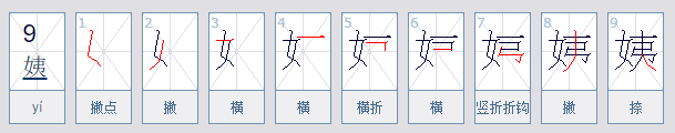 姨字的笔顺怎么写