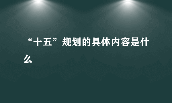 “十五”规划的具体内容是什么