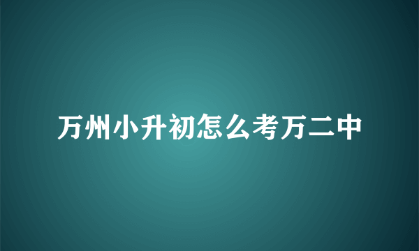 万州小升初怎么考万二中