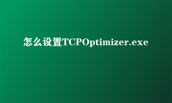 怎么设置TCPOptimizer.exe