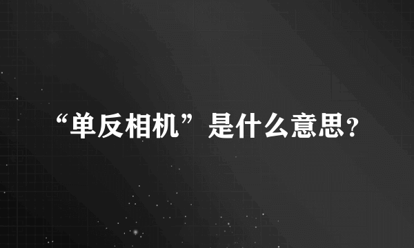 “单反相机”是什么意思？