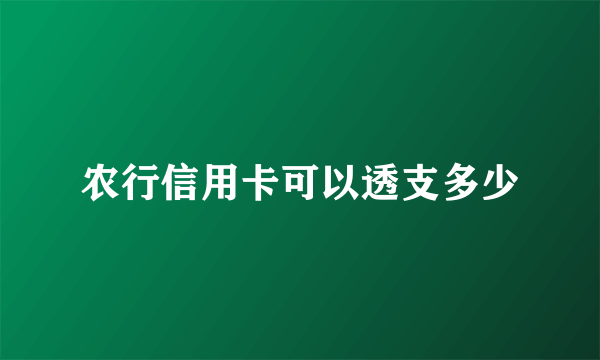 农行信用卡可以透支多少