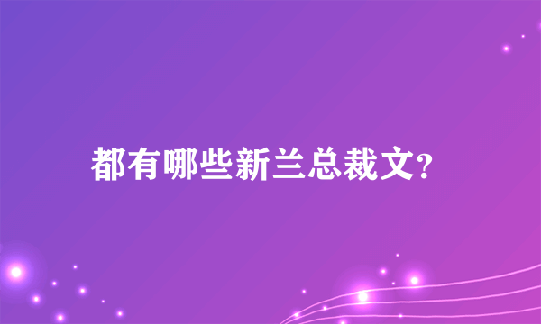 都有哪些新兰总裁文？