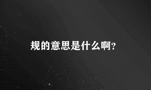 规的意思是什么啊？