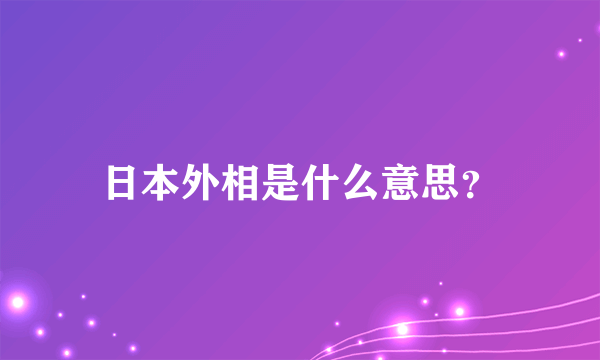 日本外相是什么意思？