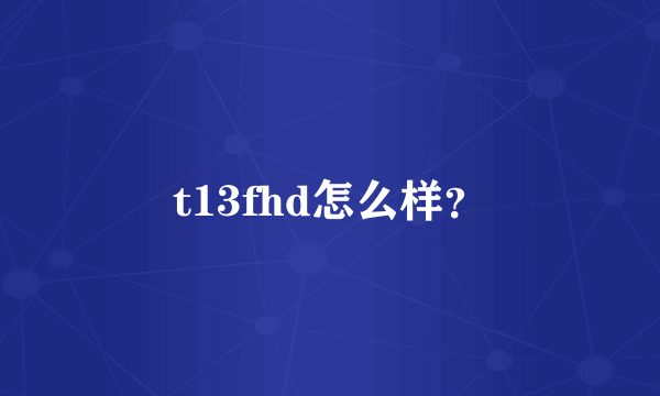 t13fhd怎么样？