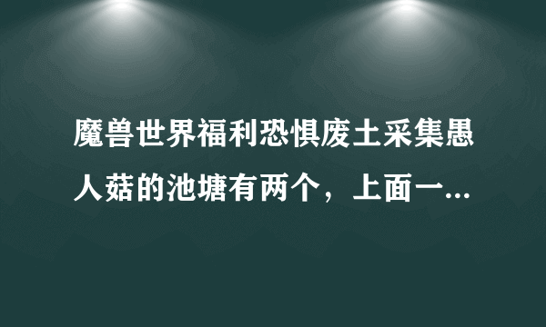 魔兽世界福利恐惧废土采集愚人菇的池塘有两个，上面一个有法师两边来回a怪无限刷新。