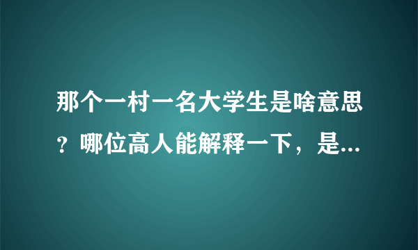 那个一村一名大学生是啥意思？哪位高人能解释一下，是公务员吗？