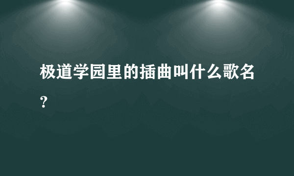 极道学园里的插曲叫什么歌名？