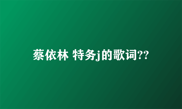 蔡依林 特务j的歌词??