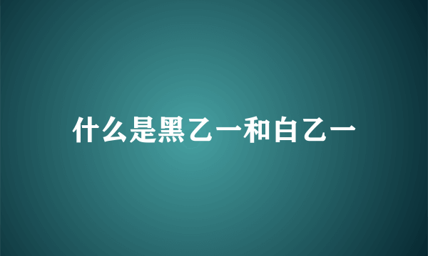 什么是黑乙一和白乙一