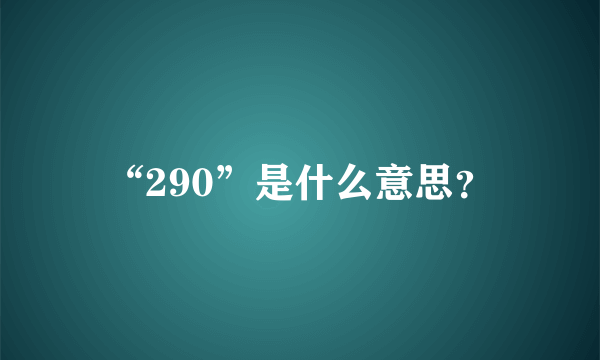 “290”是什么意思？