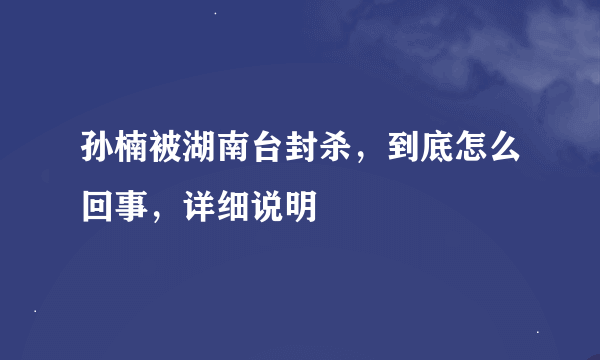 孙楠被湖南台封杀，到底怎么回事，详细说明