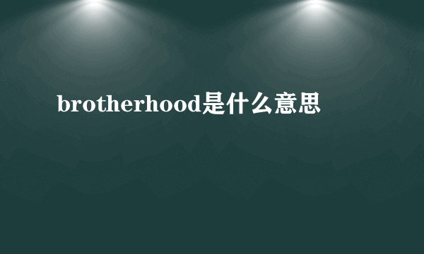 brotherhood是什么意思