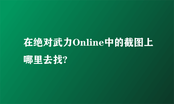 在绝对武力Online中的截图上哪里去找?