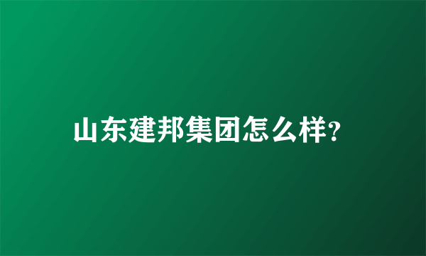 山东建邦集团怎么样？