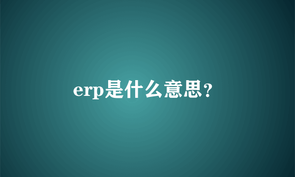 erp是什么意思？