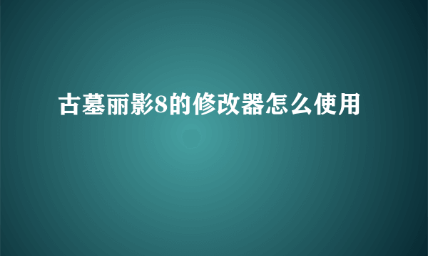 古墓丽影8的修改器怎么使用