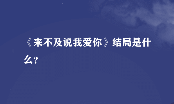 《来不及说我爱你》结局是什么？