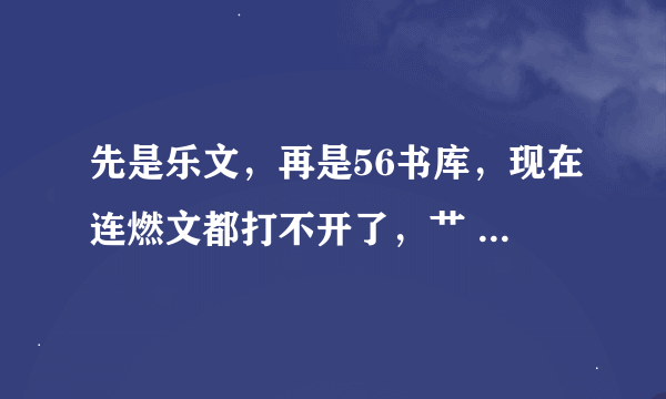 先是乐文，再是56书库，现在连燃文都打不开了，艹 艹 艹 ，究竟要闹咋样？谁有解决办法没？