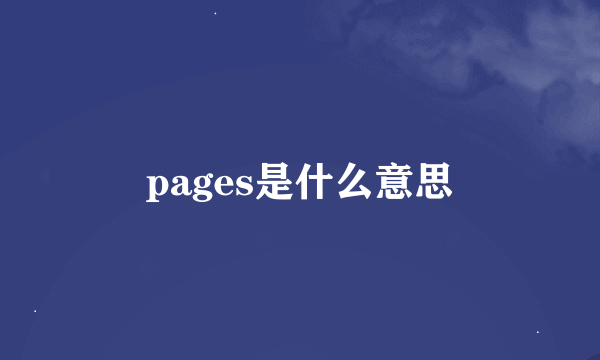 pages是什么意思