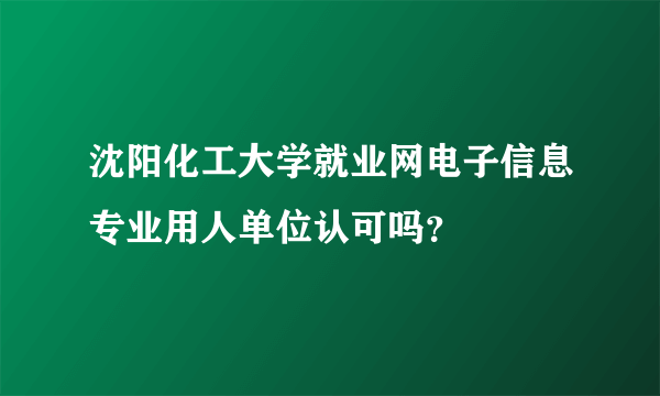 沈阳化工大学就业网电子信息专业用人单位认可吗？