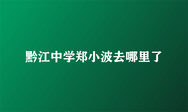 黔江中学郑小波去哪里了