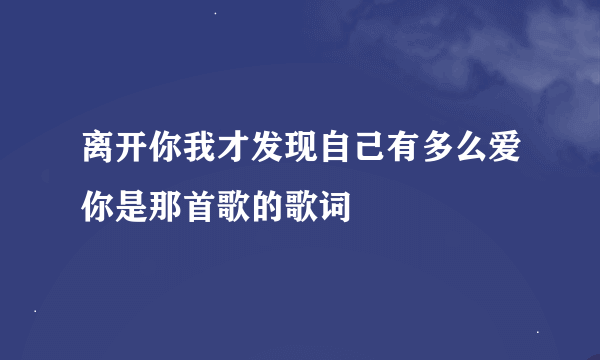 离开你我才发现自己有多么爱你是那首歌的歌词