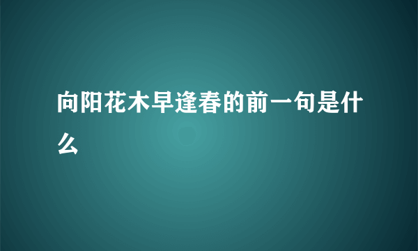 向阳花木早逢春的前一句是什么