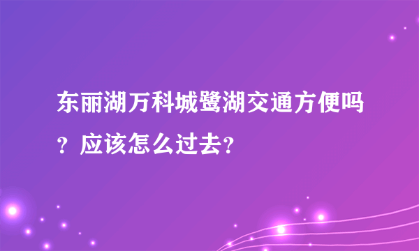 东丽湖万科城鹭湖交通方便吗？应该怎么过去？