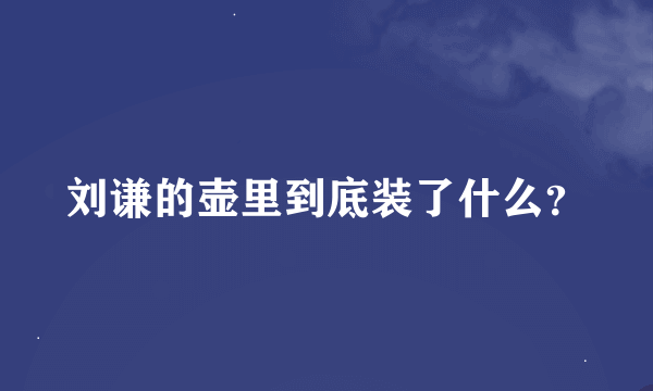 刘谦的壶里到底装了什么？