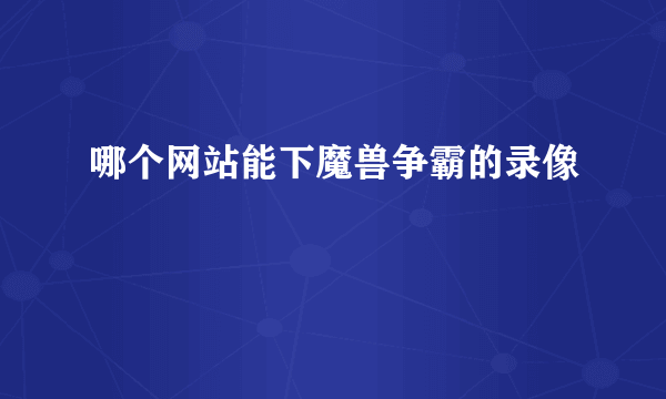 哪个网站能下魔兽争霸的录像