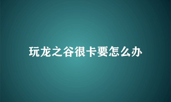 玩龙之谷很卡要怎么办