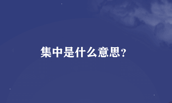 集中是什么意思？