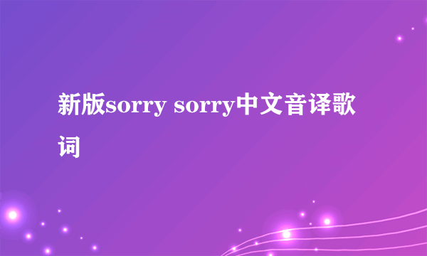 新版sorry sorry中文音译歌词